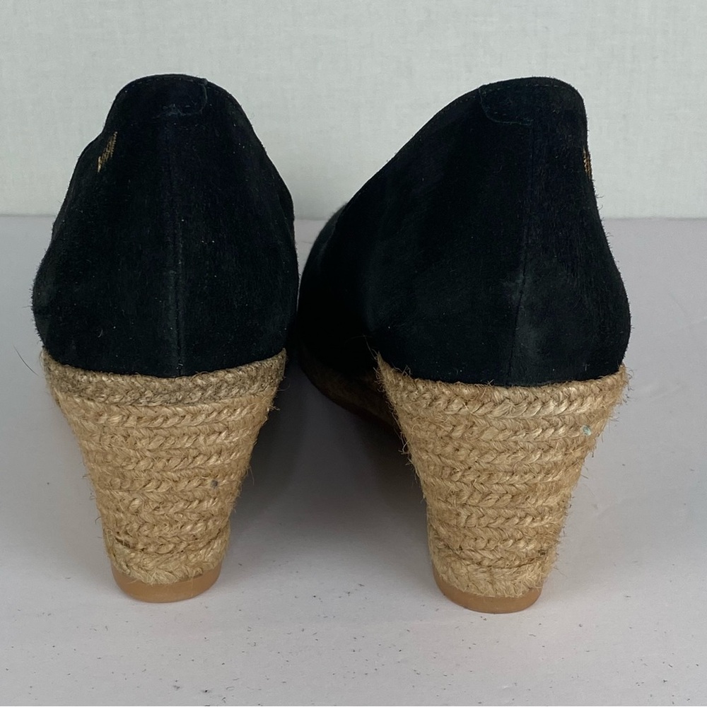 Viscata Roses Suede V Shaped Pointed Toe Espadrille Wedge Shoes Sz 40 EU Black - Picture 5 of 8